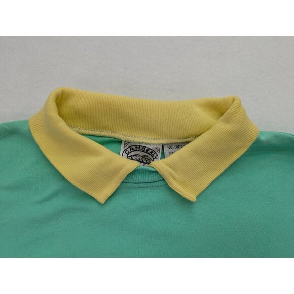 Camberly Knits Vintage 80s 90s Men's Shirt Size XL Green Yellow Collared - Picture 3 of 12